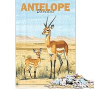 Puzzles for Adults Antelope Family in Desert 500 Piece Jigsaw Puzzles Wood Jigsaw for Adults And Age 18 Years Up Impossible Puzzle 500pcs (52x38cm)