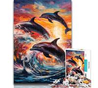 Puzzles for Adults Art Dolphin Adult Jigsaws 1000 Pieces Difficult,Challenging Game for The Whole for Women, Gifts for Men 26x38cm
