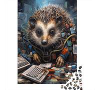 Puzzles for Adults Art Hedgehog 500 Piece Jigsaw Puzzles Wood Puzzle for Adults And Age 18 Years Up Puzzle Fun Puzzles Games 500pcs (52x38cm)