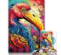 Puzzles for Adults Art Psychedelic Flamingo Adult Jigsaws 1000 Pieces Difficult,Challenging Game for The Whole for Women, Gifts for Men 26x38cm
