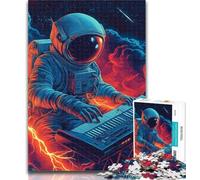 Puzzles for Adults Astronaut Playing Music Jigsaws 1000 Pieces for Adults,with Fully Interlocking Randomly Shaped Pieces for And 14 Years Old 50x75cm