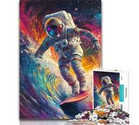 Puzzles for Adults Astronaut Surfing 1000 Pieces Jigsaw Puzzles For Teens And Adults,Learning Educational Toy for Is Ideal As A Gift for The Whole Family 26x38cm