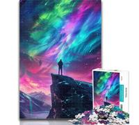 Puzzles for Adults Aurora Borealis on A Cliff Puzzles 1000 Pieces for Teenagers,Decompressing Intellectual Educational Toy Birthday Present, Gifts 26x38cm