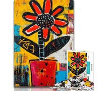 Puzzles for Adults Basquiat Flowers Jigsaw Puzzles for Adults 1000 Piece,Fun Activity for Home, Rainy Days Toys, Birthday Gifts 50x75cm