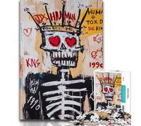 Puzzles for Adults Basquiat-style Skeleton King 1000 Piece Jigsaw Puzzles for Adults,Family Game Birthday Gifts.Challenge High Difficulty (26x38cm)