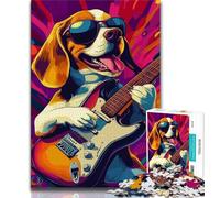 Puzzles for Adults Beagle Playing Guitar 1000 Piece Jigsaw Puzzles for Adults Gifts,Interesting Stress Reduction Parent-child Interaction (26x38cm)
