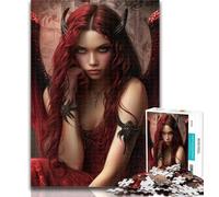 Puzzles for Adults Beautiful Lady Demon with Wings 1000 Piece Jigsaw Puzzle for Adults Teens,Birthday Present, Gifts, Wall Art for And Age 14 Years Up 75x50cm