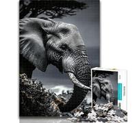Puzzles for Adults Black And White Elephant 1000 Piece Jigsaw Puzzles for Adults Gifts,Educational Game Challenge Toy for Women And Men 50x75cm