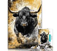 Puzzles for Adults Black Gold Bull Jigsaws Puzzles 1000 Pieces for Adults Gifts,Family Entertainment Toys Is Ideal As A Gift for The Whole Family 50x75cm