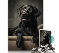 Puzzles for Adults Black Labrador 1000 Piece Jigsaw Puzzles for Teenagers Gifts,Toys Educational Games Stress Relieving Wall Decoration 26x38cm