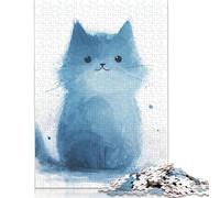 Puzzles for Adults Blue Hue Kitty 500 Piece Jigsaw Puzzles Wood Jigsaw for Adults And Age 18 Years Up Impossible Puzzle 500pcs (52x38cm)