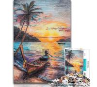 Puzzles for Adults Boats on The Coast Oil Painting Jigsaws Puzzles 1000 Pieces for Adults Gifts,Family Entertainment Toys Is Ideal As A Gift for The Whole Family 26x38cm