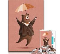 Puzzles for Adults Brown Bear Holding An Umbrella 1000 Piece Jigsaw Puzzles for Teenagers,Educational Games Home Decoration Deal As Gifts for The Whole Family (50x75cm)