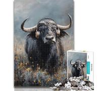 Puzzles for Adults Buffalo Wearing Headphones Puzzles for Teenagers 1000 Pieces,Relax Games Is Ideal As A Gift for The Whole Family 26x38cm