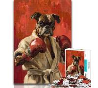 Puzzles for Adults Bulldog Boxing 1000 Piece Jigsaw Puzzles for Teenagers,Toys Educational Games Stress Relieving Enhance Love between Couples 26x38cm