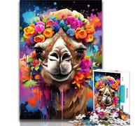 Puzzles for Adults Camel Wearing Flowers 1000 Piece Jigsaw Puzzles,Learning Educational Toys Family Games Birthday Present, Gifts 75x50cm