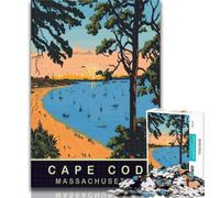Puzzles for Adults Cape Cod Beach 1000 Piece Jigsaw Puzzle for Adults Teens,Birthday Present, Gifts, Wall Art for And Age 14 Years Up 26x38cm