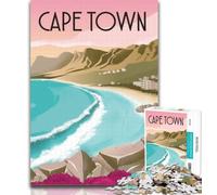 Puzzles for Adults Cape Town Travel Poster 1000 Piece Jigsaw Puzzle for Adults Teens,Birthday Present, Gifts, Wall Art for And Age 14 Years Up 75x50cm