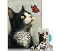 Puzzles for Adults Cat And Butterfly Jigsaws Puzzles 1000 Pieces for Teenagers Gifts,Family Games Christmas Birthday Gifts 26x38cm