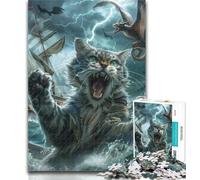 Puzzles for Adults Cat Monster at Sea 1000 Piece Jigsaw Puzzles for Adults Gifts,Educational Game Challenge Toy for Women And Men 50x75cm