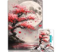 Puzzles for Adults Cherry Blossom Trees Under The Moon Jigsaw Puzzles for Adults 1000,Learning Educational Toys Family Games Birthday Present, Gifts 26x38cm