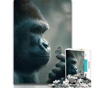 Puzzles for Adults Chimpanzees And Butterflies Jigsaw Puzzles for Adults 1000 Pieces,Educational Stress Relief Toy Great Gifts And Toys 26x38cm