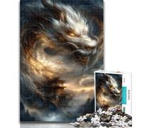 Puzzles for Adults Chinese Dragon Adult Jigsaws 1000 Piece,with Fully Interlocking Randomly Shaped Pieces for And 14 Years Old 26x38cm