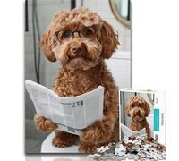 Puzzles for Adults Cocker Spaniel on The Toilet Jigsaw Puzzles for Adults,for Educational Game Challenge Toy Artists Collection, Fine Art 26x38cm