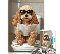 Puzzles for Adults Cocker Spaniel Sitting Toilet 1000 Pieces Jigsaw Puzzles for Adults And Teens,gifts for Friends And Family for Age 14 50x75cm