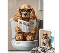 Puzzles for Adults Cocker Spaniel Sitting Toilet Puzzles for Adults 1000 Pieces,Birthday Present, Gifts, Wall Art for And Age 14 Years Up 50x75cm