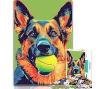 Puzzles for Adults Collie Playing with Tennis Ball 1000 Piece Jigsaw Puzzles for Adults Gifts,Challenging Game And Family Play Secret Santa Gifts 50x75cm