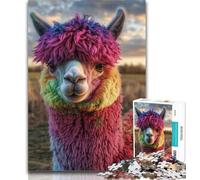 Puzzles for Adults Colored Alpaca 1000 Piece Jigsaw Puzzles for Teenagers,Toys Educational Games Stress Relieving Enhance Love between Couples 26x38cm