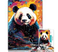 Puzzles for Adults Colorful Animal Panda Jigsaw Puzzles for Adults,for Educational Game Challenge Toy Artists Collection, Fine Art 26x38cm