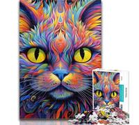 Puzzles for Adults Colorful Art Cat 1000 Piece Jigsaw Puzzles for Teenagers,Educational Games Home Decoration Deal As Gifts for The Whole Family 26x38cm