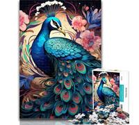 Puzzles for Adults Colorful Art Peacock 1000 Piece Jigsaw Puzzles for Adults Gifts,with Matching Poster And Trivia Sheet for Age 14 75x50cm
