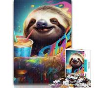 Puzzles for Adults Colorful Art Sloth 1000 Piece Jigsaw Puzzles,Learning Educational Toys Family Games Birthday Present, Gifts 75x50cm