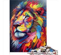 Puzzles for Adults, Colorful Lion Face Animal Puzzle for Adults, 1000 Pieces, Wooden Puzzle for Adults and Children, Puzzle Size (50x75cm)