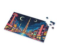 Puzzles For Adults Colorful Night Scene With Tall Buildings And Bright Lights Picture Puzzle Puzzles For Toddlers 2-4 Toddler Puzzles(1000PCS)