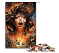 Puzzles for Adults Colorful Psychedelic Female Pilot 1000 Piece Wooden Jigsaw for Kids Age 12 Years Up Home Decoration 1000 PCS(75x50cm)