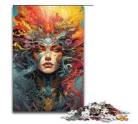 Puzzles for Adults Colorful Psychedelic for Empowering Warriors 1000 Piece Wooden Jigsaw for Kids Age 12 Years Up Home Decoration 1000 PCS(38x26cm)