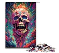 Puzzles for Adults Colorful Psychedelic Horror Art 1000 Piece Wooden Jigsaw for Kids Age 12 Years Up Home Decoration 1000 PCS(75x50cm)