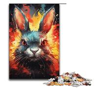 Puzzles for Adults Colorful Psychedelic Rabbit 1000 Piece Wooden Jigsaw for Kids Age 12 Years Up Home Decoration 1000 PCS(38x26cm)