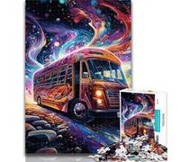 Puzzles for Adults Colour Art Bus Jigsaw Puzzles for Teenagers,Toys Educational Games Stress Relieving Parent-child Interaction 26x38cm