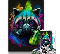 Puzzles for Adults Colourful Art Raccoon Jigsaws 1000 Pieces for Teenagers,Toys Educational Games Stress Relieving Wall Decoration (26x38cm)
