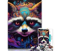 Puzzles for Adults Colourful Art Raccoon Puzzles for Adults 1000 Pieces,Birthday Present, Gifts, Wall Art for And Age 14 Years Up 50x75cm