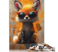 Puzzles for Adults Cool Fox in Sunglasses 500 Piece Jigsaw Puzzles Wood Jigsaw for Adults And Age 18 Years Up Impossible Puzzle 500pcs (52x38cm)
