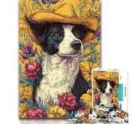Puzzles for Adults Cowgirl Dogs in Wildflowers Jigsaw Puzzles for Adults 1000 Pieces,Family Game Birthday Gifts.Challenge High Difficulty 26x38cm