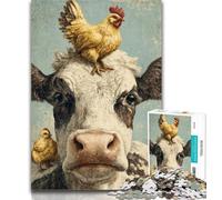 Puzzles for Adults Cows And Hens Puzzles 1000 Pieces for Adults,Wall Decoration Unique Birthday And Xmas Gifts Suitable for And 14 50x75cm