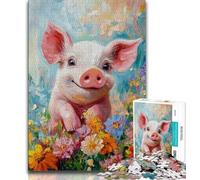 Puzzles for Adults Cute Baby Pig Oil Painting Adult Jigsaw Puzzles 1000 Pieces,Family Game Stress Reliever Difficult Challenge Great Gifts And Toys (50x75cm)