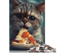 Puzzles for Adults Cute Pizza Kitty Cat 500 Piece Jigsaw Puzzles Wood Puzzle for Adults And Age 18 Years Up Puzzle Fun Puzzles Games 500pcs (52x38cm)